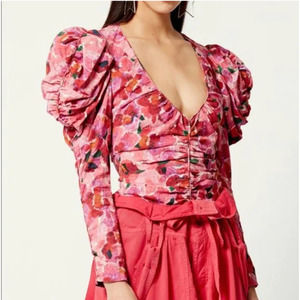 Isabel Marant Mirnao Pink Floral Blouse Top Size 2 NWT